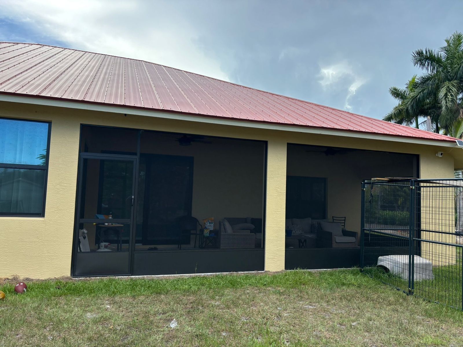 Screened lanai on a metal-roof South Florida home